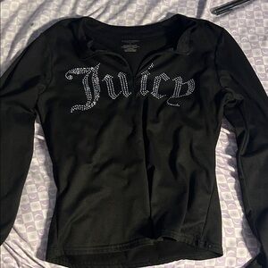 Juicy Couture Black Rhinestone Embellished Top